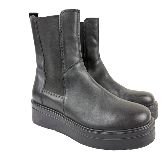 Steve Madden Clarisa Platform Chelsea Boots Black Leather Sz 8 - Picture 1 of 6